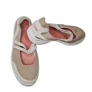 Comfort Shoes by L.L. Bean Tan Cream Coral Accents Size 10